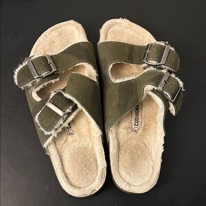 Camo Fur Lined Sandals